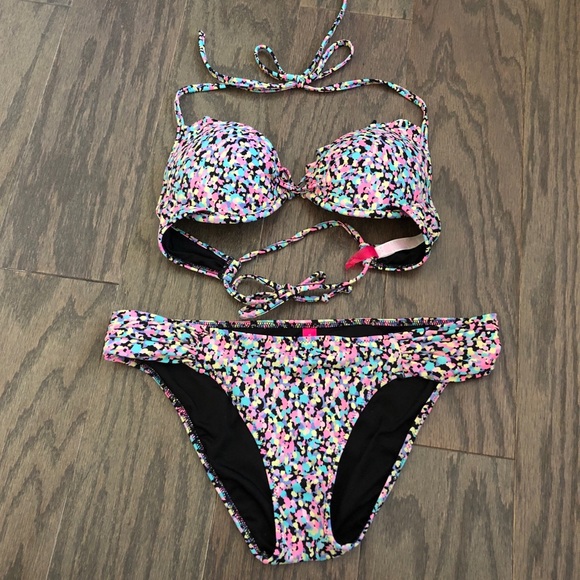 Victoria's Secret Other - Victoria’s Secret Tie Halter Colorful Bikini Set